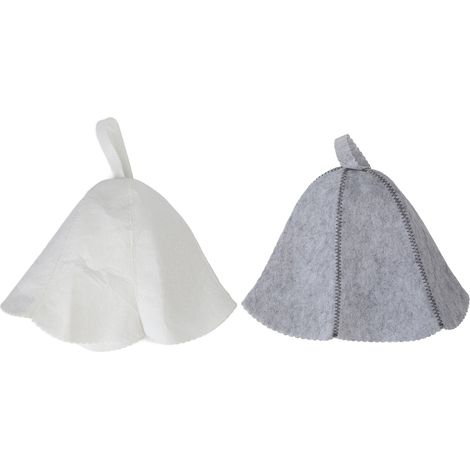 2 pièces Bonnets de Sauna en Feutre Absorbant, Protection Capillaire pour Douche et Bain, Unisexe Gris et Blanc (1/5)