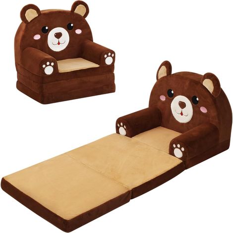 Canapé Enfants, Peluche Pliable Canapé-Lit Fauteuil Enfant Ours (1/5)