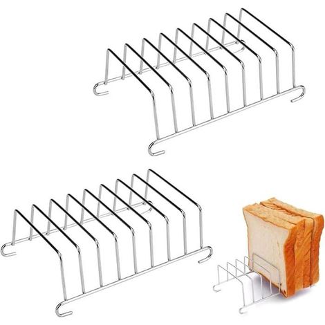 Lot de 2 porte-toast, Acier inoxydable, 8 tranches, Design vertical, Chauffage uniforme, Pour friteuse à air chaud . (1/4)