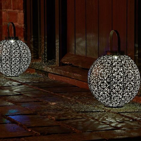 Solarleuchte - SMART GARDEN - Durchbrochener Metall-Damask - Bronze - Solarenergie - Orientalische Atmosphäre (1/5)