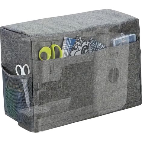 Housse de machine à coudre avec poches de rangement, housse de protection contre la poussière, housse pratique pour la plupart des machines à coudre standard, gris (1/5)