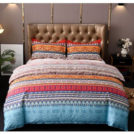 Couvre-lit matelassé bohème Double 3 pièces Patchwork Couvre-lit Courtepointe réversible Doux literie en Microfibre 220 240 cm (1/5)