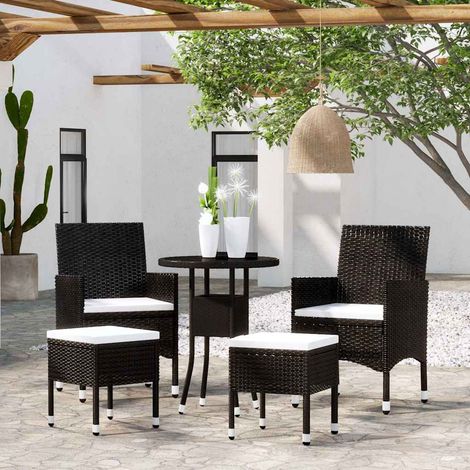 vidaXL Juego de muebles de jardín 5 piezas ratán sintético negro (1/4)