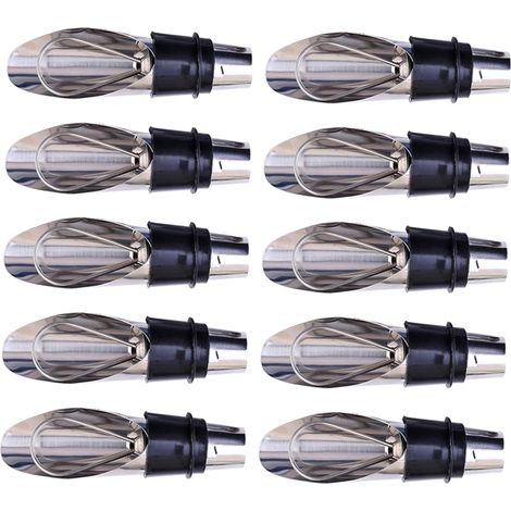 10 becs verseurs à vin - aérateur - inox/silicone - étanche (1/5)