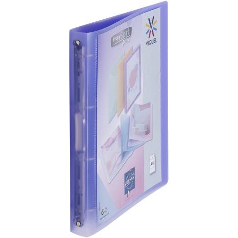 Classeur 4 anneaux plastique Viquel A4 personnalisable dos 3,5 cm mauve translucide