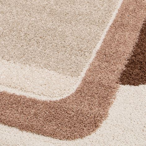 Tappeto da interno con motivo grafico marrone, rosa e beige (1/5)