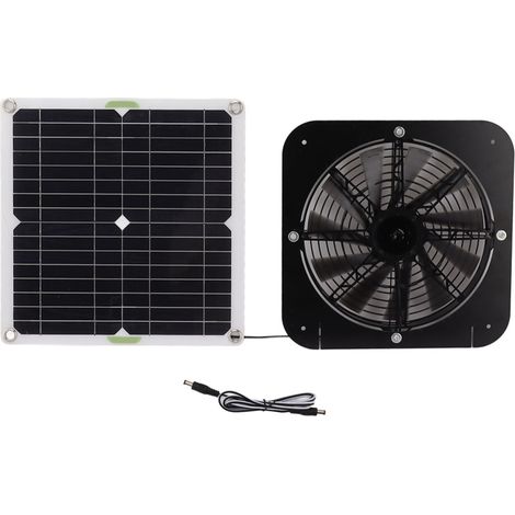 Ventilateur solaire rond de 13,5 pouces (34,3 cm) et 100 W, kit de ventilateur à panneau solaire efficace pour serre, poulailler, chenil. (1/5)