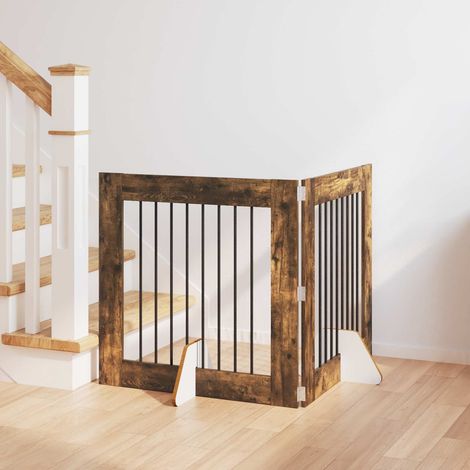 Puerta de perro con soportes 2 pcs Roble Ahumado 80 x 80 cm
