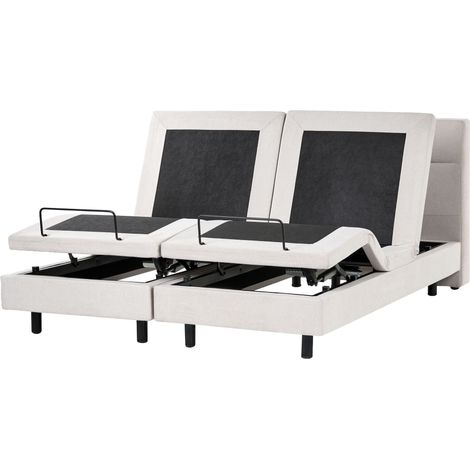 Electric Bed Light Beige EU Super King Size 6ft Remote Control Adjustable Fabric Upholstery VICEROY