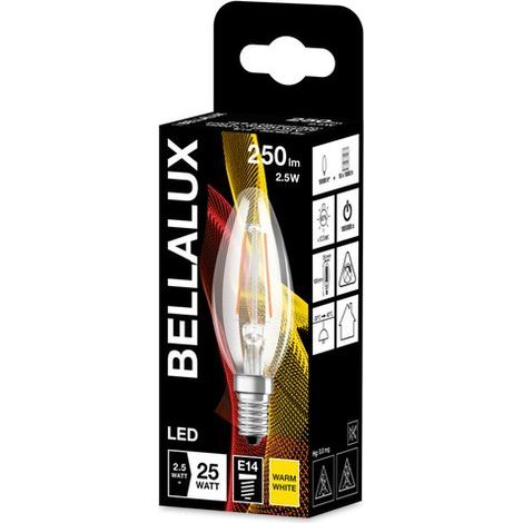 Lampadina LED E14 in vetro trasparente, 2,5W, bianco caldo. (1/2)