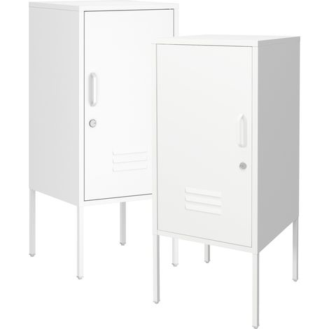 Set di 2 Comodini Hausjärvi con Anta a Destra e Sinistra 82 x 35 x 35 cm - Bianco [en.casa]