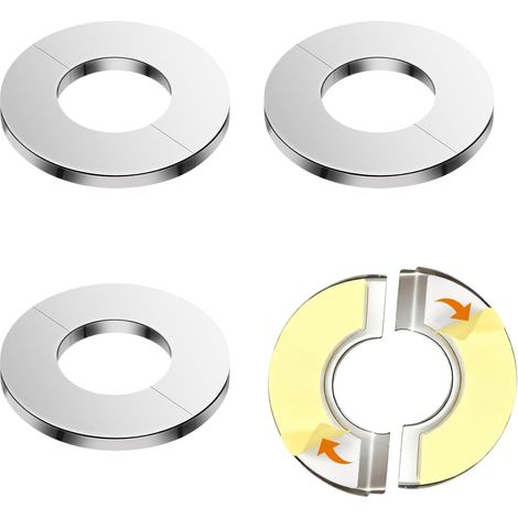 Plaques Cache-Tuyaux Autocollantes en Acier Inoxydable, Lot de 4, Rosaces Décoratives pour Trous de Mur de Tuyaux (28 mm de Diamètre) (1/5)