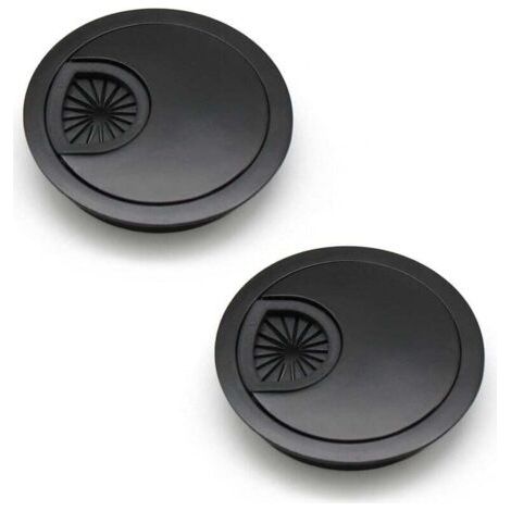 2 piezas de pasacables de 60 mm, cubierta para aperturas de cables para oficinas, mesas de escritorio y áreas de trabajo, color: negro mate, material: aleación de zinc. (1/4)