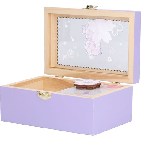 Boîte à bijoux violette à motif de chevaux pour filles : style mignon, grande capacité, robuste et durable, sûre et fiable, avec des décorations musicales, un cadeau parfait.
