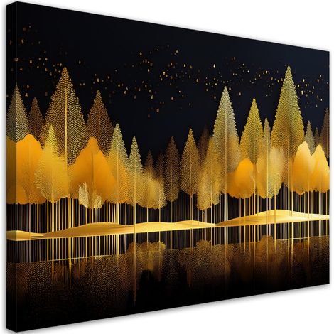 Tableau déco Forêt dorée abstraite Nature 100x70 (1/5)
