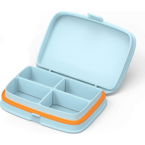 Étui à pilules étanche - Organisateur de pilules de voyage, petite boîte à pilules avec compartiments amovibles - Pilulier portable pour l'extérieur, bleu (1/5)