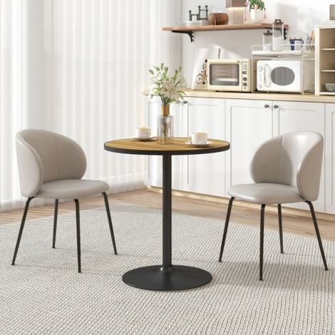 Table de salle à manger, table de cuisine ronde, table moderne pour 4 personnes (finition effet bois) ou table basse de salon  diamètre 70 cm x hauteur 76 cm, finition effet chêne. (1/5)