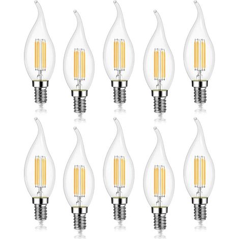 10 pieces 4W LED light bulb E14 470LM flame candle 2700K warm white, not dimmable, 360° beam angle (1/5)
