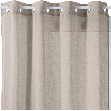 Atmosphera – Voilage en pur lin beige 140x240 cm – 8 œillets métalliques – Tissage effet lin – Résistant et facile à nettoyer