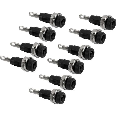 Lot de 10 prises jack banane 2 mm J.40003 avec rallonge pour instruments électroniques (noir) (1/5)