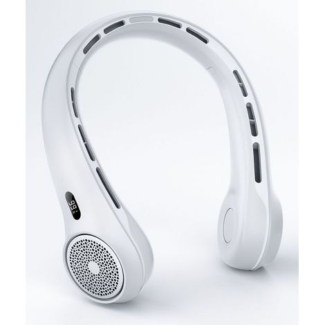 Ventilateur de cou portable, refroidissement rapide, trois vitesses, chargement USB, mini climatiseur silencieux, idéal pour le bureau, la chambre et les voyages - blanc
