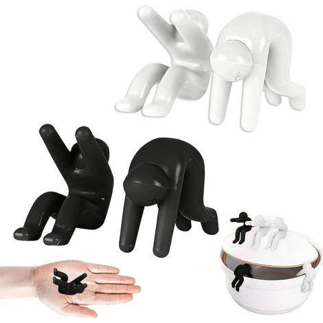 Silikon-Deckelhebel, blasenfrei, universeller Deckelöffner, hitzebeständig, Spritzschutz für Töpfe und Pfannen, Schwarz & Weiß (1/5)