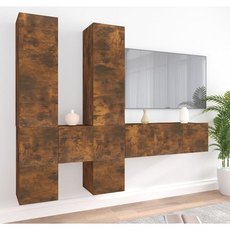 Set di Mobili Porta TV 7 pz Rovere Fumo in Legno Multistrato vidaXL (1/5)