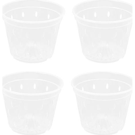4 Pièces Petits Pots à Orchidées Transparents en Plastique, Aérés (1/5)