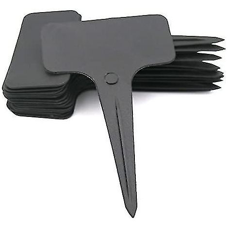 100 étiquettes adhésives noires en plastique épais résistant aux intempéries pour plantes d'extérieur. (1/4)