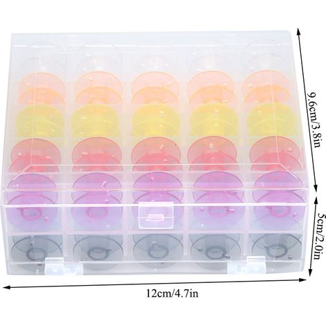 Boîte Organisateur Bobines Machine Couture - 50 Bobines Plastique Double Étage Transparent Coloré (1/5)
