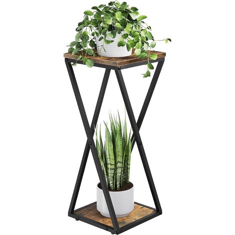 Support Plantes Interieur, Porte Plante Interieur avec Étagère Plante Angle, Support Plante Multi Niveaux en Métal et Bois pour Salon Chambre Couloir (1/5)