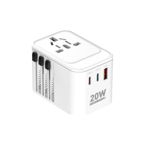 [JAMAIS UTILISÉ] Adaptateur de voyage universel, prise de voyage universelle avec 2 ports USB-C (PD 20 W), 1 port USB-A et 1 port CA, adaptateur de voyage pour l'Italie, l'Angleterre, l'Allemagne, l'A (1/4)