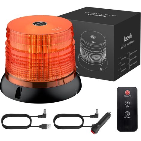 72LED Lampe Rotative Stroboscopique E57, Voiture d’éclairage d’urgence Sans Fil avec Télécommande, étanche IP65, 6 Modes de Lumière pour Véhicule 12V / 24V Camion, Remorque (1/5)