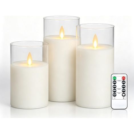 Candele in cera color avorio con fiamma realistica, realizzate in paraffina morbida di alta qualità, con telecomando incluso, riutilizzabili, ecologiche ed economiche, diametro ideale per decorazioni  (1/5)