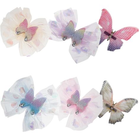 6 Pieces Mini Metal Mesh and Crystal Hair Clips (1/5)
