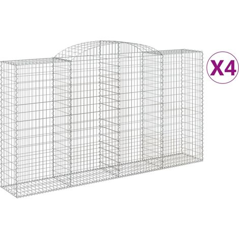 Paniers à gabions arqués 4 pcs  Mur en gabion 300x50x160/180 cm fer galvanisé