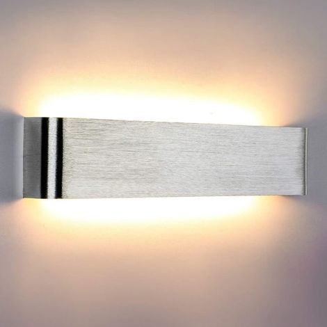 Brossé Argent Blanc Chaud , Applique Murale Intérieure LED Lampe Murale Chambre 18W 40cm 3000K Luminaire Mural Moderne IP44 pour Salon Escalier Couloi (1/5)
