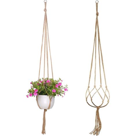 Lot de 2 suspensions pour plantes tissées à la main – Cordes de suspension adaptées à une fixation murale – Conviennent pour la maison, le jardin, la terrasse et le bureau (décoration adaptée à une ut (1/5)