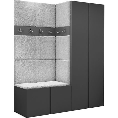 Conjunto para recibidor Pinis III, Abriamo 6, 186x158x46cm, Tapiz, Aglomerado laminado, Colocada, Montada en la pared