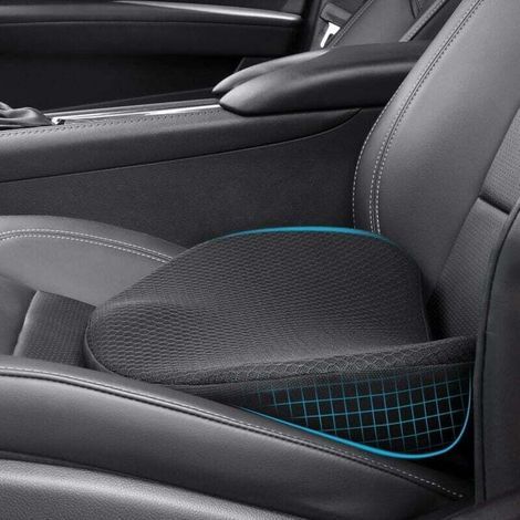 Coussin de siège de voiture pour la conduite - Mousse à mémoire de forme confortable pour siège conducteur de voiture - Soutien du dos et soulagement de la douleur - Accessoires de voyage en voiture p (1/5)