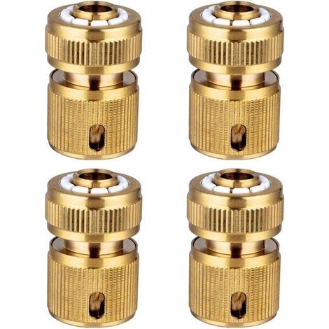 Ensemble de 4 raccords rapides pour tuyaux d'arrosage en laiton, raccords rapides pour tuyaux d'arrosage, raccords rapides de 1/2 pouce (1/3)