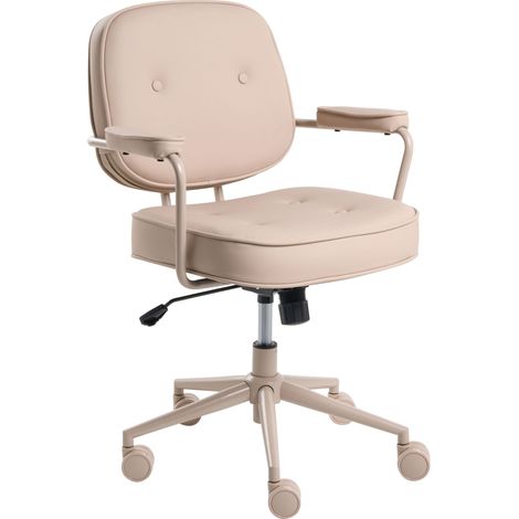 Sedia da ufficio in tessuto con rivestimento in ecopelle struttura in metallo funzione girevole reclinabile altezza regolabile beige Paramus