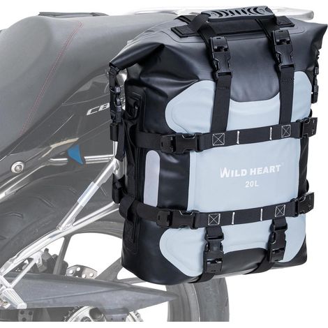 Motorrad Seitentasche 20L wasserdicht IPX6, robust, mit Edelstahlverschlüssen, Grau (1/5)