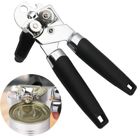 Ouvre-boîte manuel en acier inoxydable avec poignée antidérapante et bouton ergonomique, bord lisse, ouvre-bouteille de bière pour personnes âgées souffrant d'arthrite (1/5)