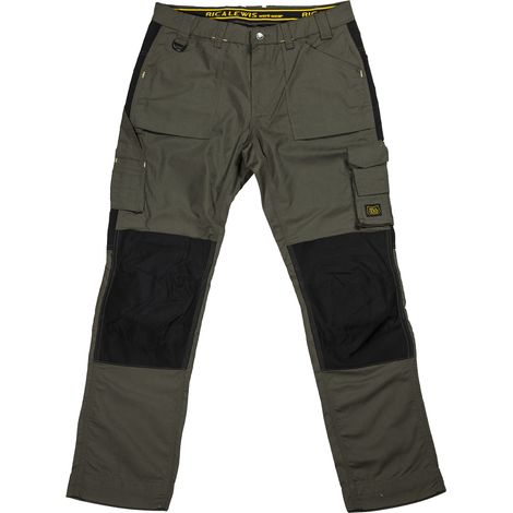 Rica Lewis 5430069 Mobilon Pantaloni da Lavoro Rinforzi Cordura Tasche Porta Ginocchiere Inserti Elastici Taglia 56 colore Cachi (1/4)