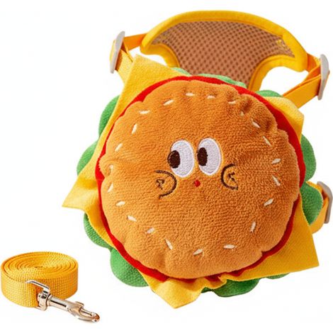 Filiyano-Ensemble harnais et laisse pour animaux de compagnie motif hamburger mignon, harnais gilet respirant pour chiens et chats de petite et (1/3)