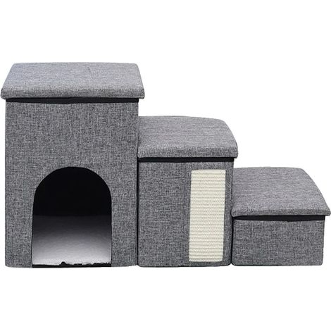 Escaliers pour animaux de compagnie, design pliable, marches plus larges, GRIS (1/2)