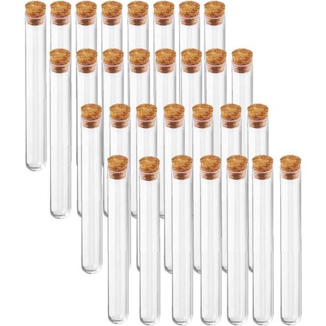 Tubes à Essai Plastique, 30 Pièces 30ml (20150 mm)tube a essai, Plastique Tube à Essai, Bouchons en liège Tubes à essai pour Laboratoire/Bonbons etc. H341 (1/5)