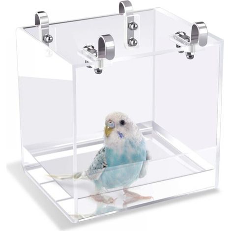 Baignoire pour oiseaux avec crochets de suspension pour petits oiseaux, perroquets, inséparables, canaris(13x11x13CM)