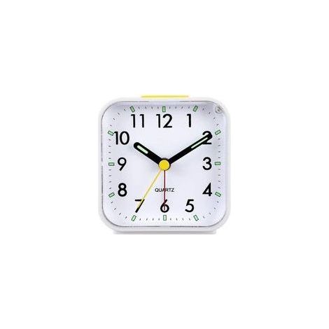 Leiser Analogwecker – Quarzwecker ohne Ticken – Progressives Alarmvolumen – Schlummer- und Nachtlichtfunktion – Weißer ABS-Kunststoff (1/4)